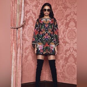 Alice + Olivia Black Dress with White Embroidered Trim